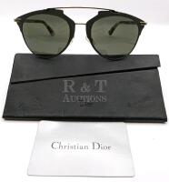 DIOR Reflective Aviator Sunglasses w Tortoiseshell Arms, Case & Card.