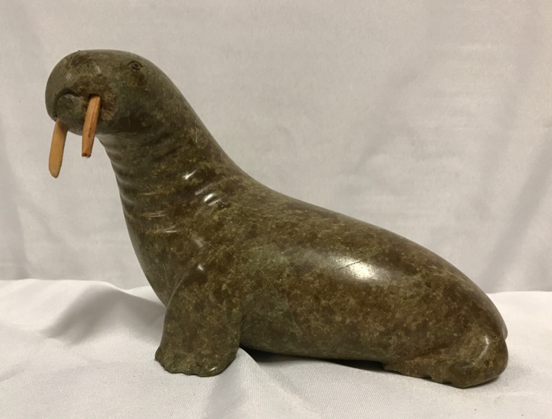 Inuit Soapstone Carving of A Walrus