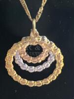 10K Trio articulated Circles of Gold Pendant + Chain