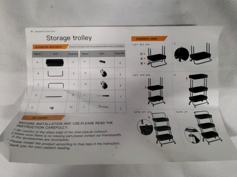 Sooyee 3 Tier Storage Trolley