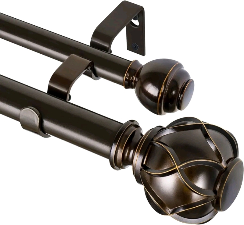 KAMANINA 1" Double Curtain Rods 36" to 72"