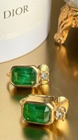 Christian Dior Emerald Green Crystal Earrings