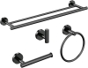 USHOWER Matte Black Bathroom Accessories 4pc Set - New