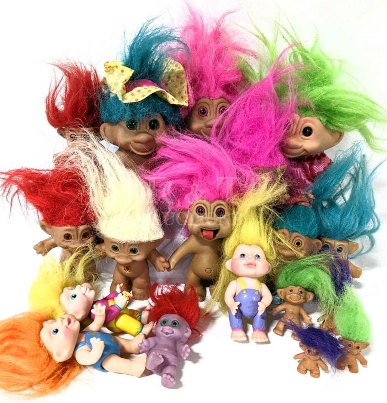 18 Vintage TROLL Dolls Colorful & Hairy Horrors