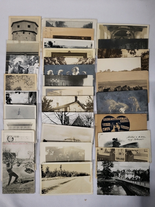 32 Vintage Post Cards - Mostly Black & White