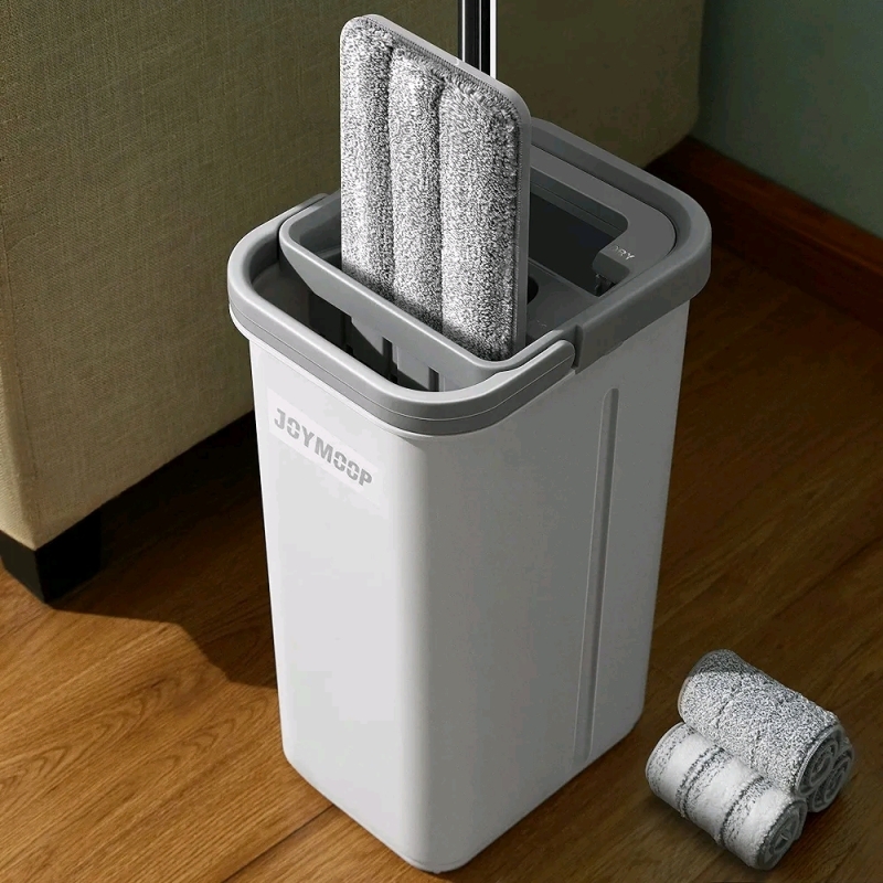 New JOYMOOP Mop and Bucket with Wringer Set, Hands Free Flat Floor Mop and Bucket, with 3 Washable Microfiber Mops.