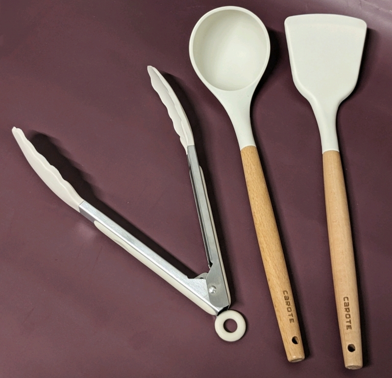 CAROTE Non-Stick Turner, Spoon & Tongs