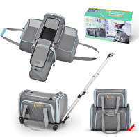 NEW Pet Carrier 3 Sided Expandable Rolling Carrier Expandable Carrier on Wheels Extra Spacious Soft Lined