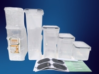 8 New Airtight Food Storage Containers with Labels