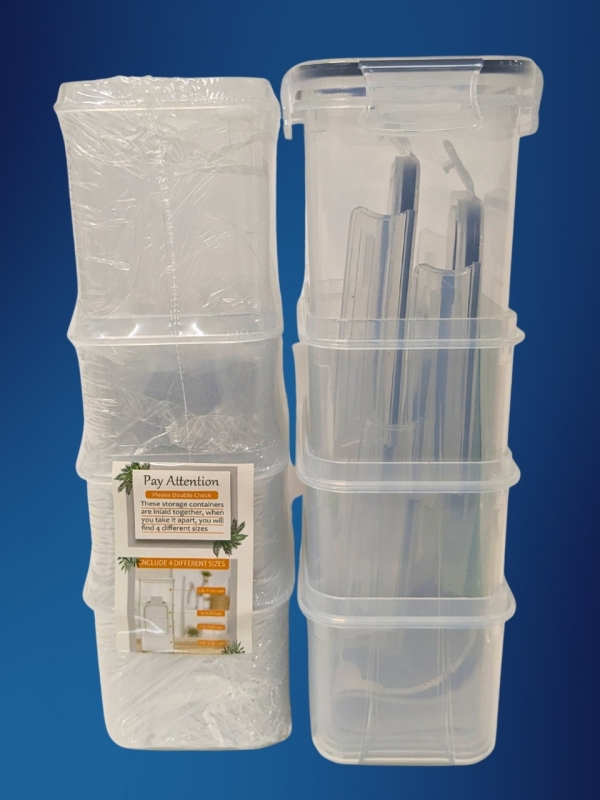 8 New Airtight Food Storage Containers with Labels