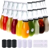 CUCUMI 30pcs 12oz Glass Milk Bottles, Small Reusable Glass Milk Jars w/60 Lids - New