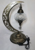 Mozaist Turkish Lamp , Moon Shaped Mosaic Table Lamp , 18" Tall - New