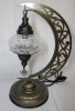 Mozaist Turkish Lamp , Moon Shaped Mosaic Table Lamp , 18" Tall - New - 2