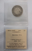 1899 Newfoundland Silver 50 Cent Half Dollar Coin , Narrow 9's . ICCS Graded G6