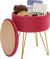 CUYOCA Ottoman with Storage Vanity Stool , Rose / Pink - New