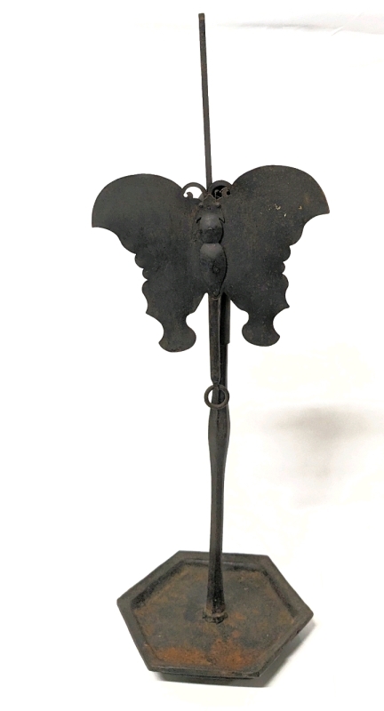 19th Century Chinese Iron Butterfly Brothel Candlestick Lamp