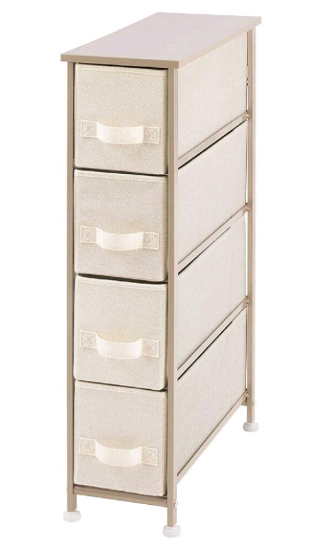 mDesign Narrow Dresser Storage Tower Stand w/4 Fabric Drawers - New , Open Box