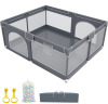 NEW Baby Playpen 71 x 79 x 26inches Playard with 50pc Pit Balls,Activity Center, Safety Gates with Breathable Mesh, Portable(Grey)