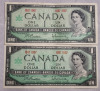 1967 (1867-) Canadian One Dollar Bank of Canada Bank Notes - Three (3) Bank Notes - 2