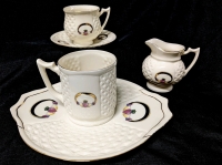 Vintage Donegal Parian Bone China Claddagh Ring Platter, Coffee Cup, Tea Cup & Saucer + Creamer