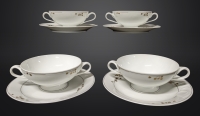 4 Hutschenreuther Germany " Chloe " Bouillon / Consomme Cups & Saucers