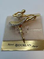 Bijoux D’ORLAN Paris Ballerina Rhinestone Brooch original card