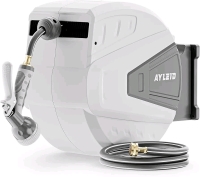 Ayleid Retractable Garden Hose Reel,5/8 in x 100 FT Wall Mounted Hose Reel, with 9- Function Sprayer