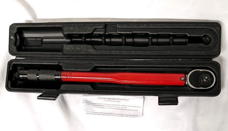 Micrometer Adjustable Torque Wrench (10-150 FT-LB. 28-210Nm) with Case