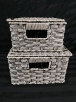 2 Wicker Style Storage Boxes - grey