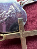 10K Gold Cross Guatemala Sterling Charm Heart Marcasite - 5