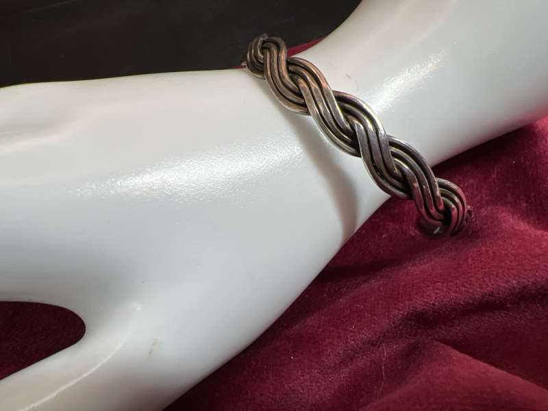 925 Sterling Silver Braided Cuff Open Bracelet