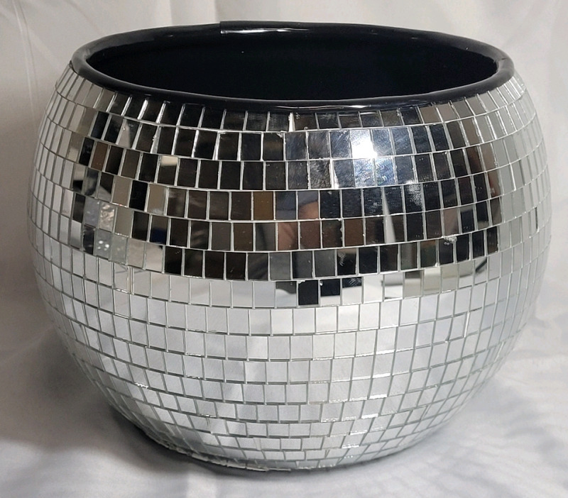 Disco Ball Ice Bucket , 7.5" tall & 10" diameter . New