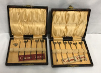 2 Sets of English Sterling Silver Cherry Picks