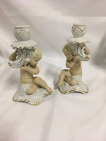 Two Wallendorf Putto Candlesticks