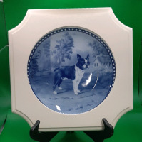 Vintage Boston Terrier Framed Plate
