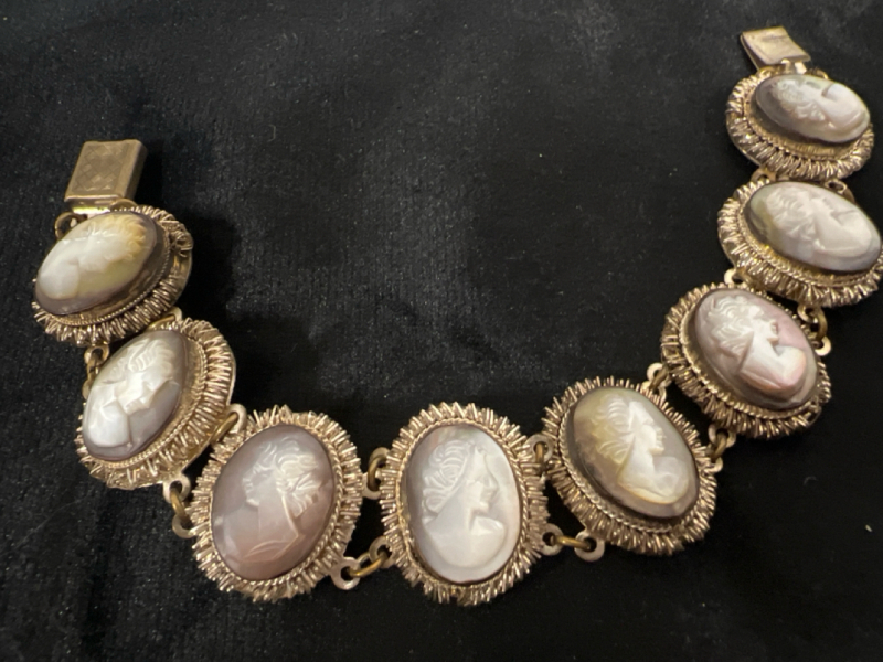 Antique Abalone Shell Cameo Bracelet