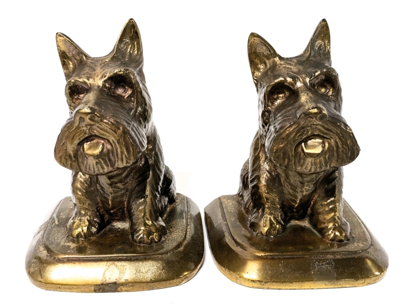 Antique Speltr Scotty Dog Bookends