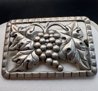 Sterling Stamped Brooch with Grapes