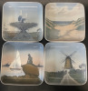 4 Bing and Grondahl Dishes including Shoreline and Birds Nest and Copenhagen Harbour and Windmill all made in Denmark