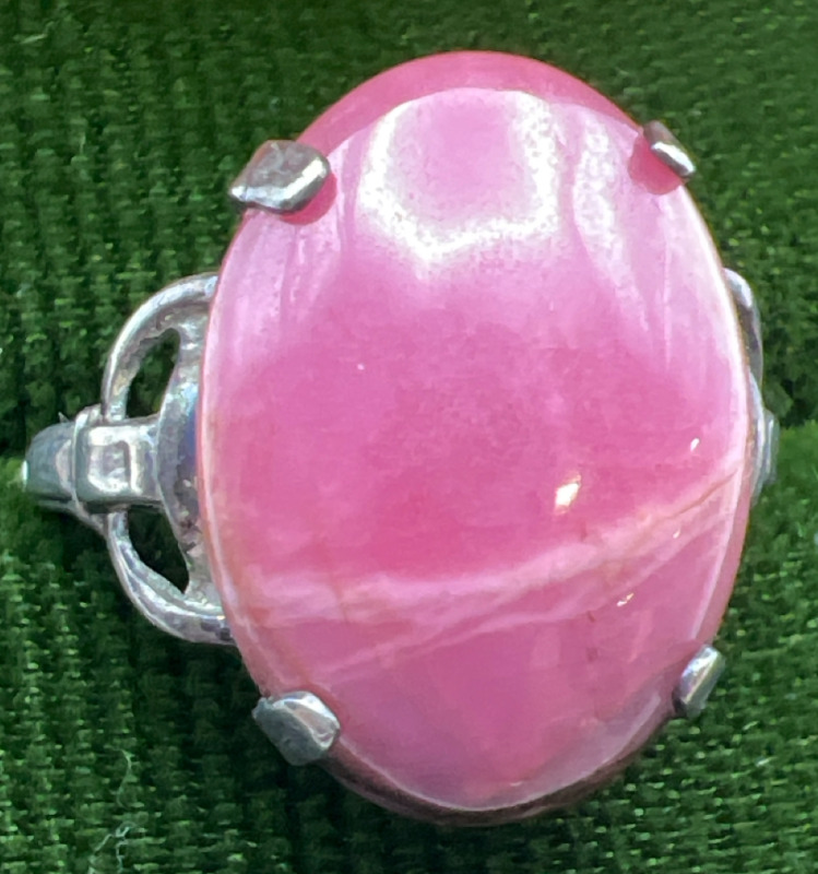 Antique Sterling Silver Rhodochrosite Ring