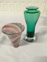 Two MCM Art Glass Studio Vase