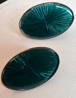 Sterling Enamel Pierced Oval Earrings