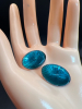 Sterling Enamel Pierced Oval Earrings - 6