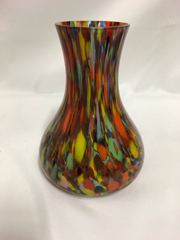 Antique Bohemian Spatter Glass Vase