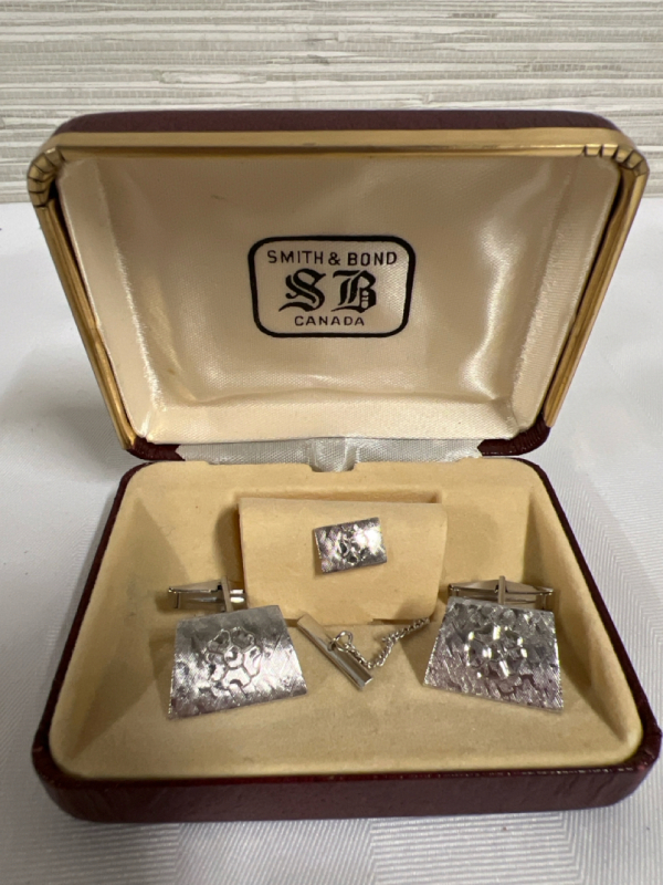 Vintage Sterling Silver Cufflinks & Tie Pin