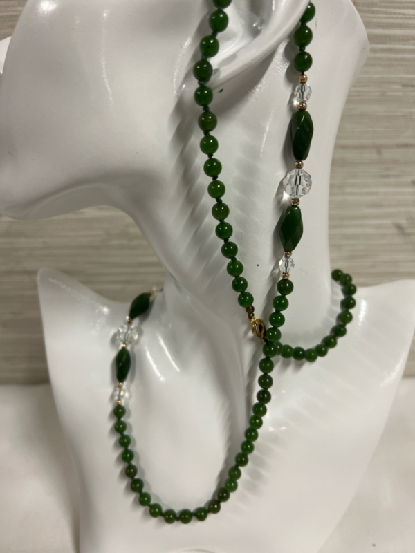 Jade and Crystal Bead Necklace