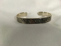 Sterling Cuff Bracelet Aztec Design Mexico