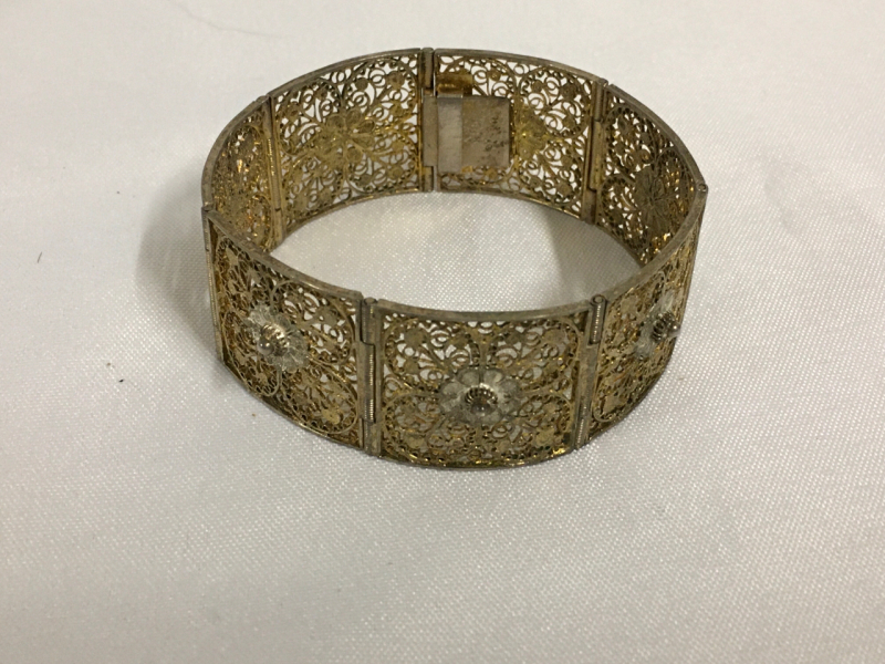 Victorian .800 Silver Filligree Bracelet Italy