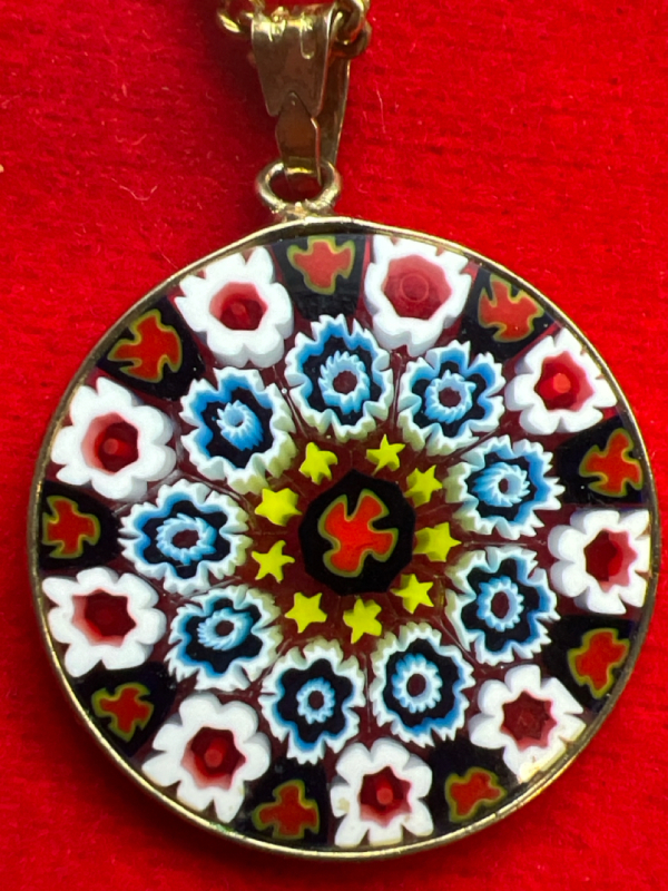 Italian Millefiori Glass Pendant Necklace