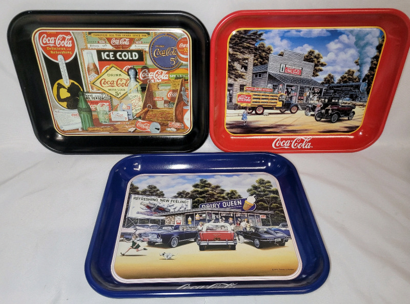 Coca-Cola 13"&times;10" Advertising Drink Trays , Three (3) Trays